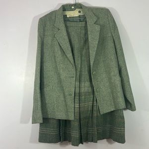 Classic Green Blazer and Skirt Set
